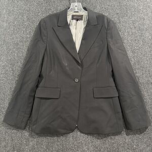 BCBGMAXAZRIA Martine Blazer Women's Large Black Wool Suit Jacket One Button